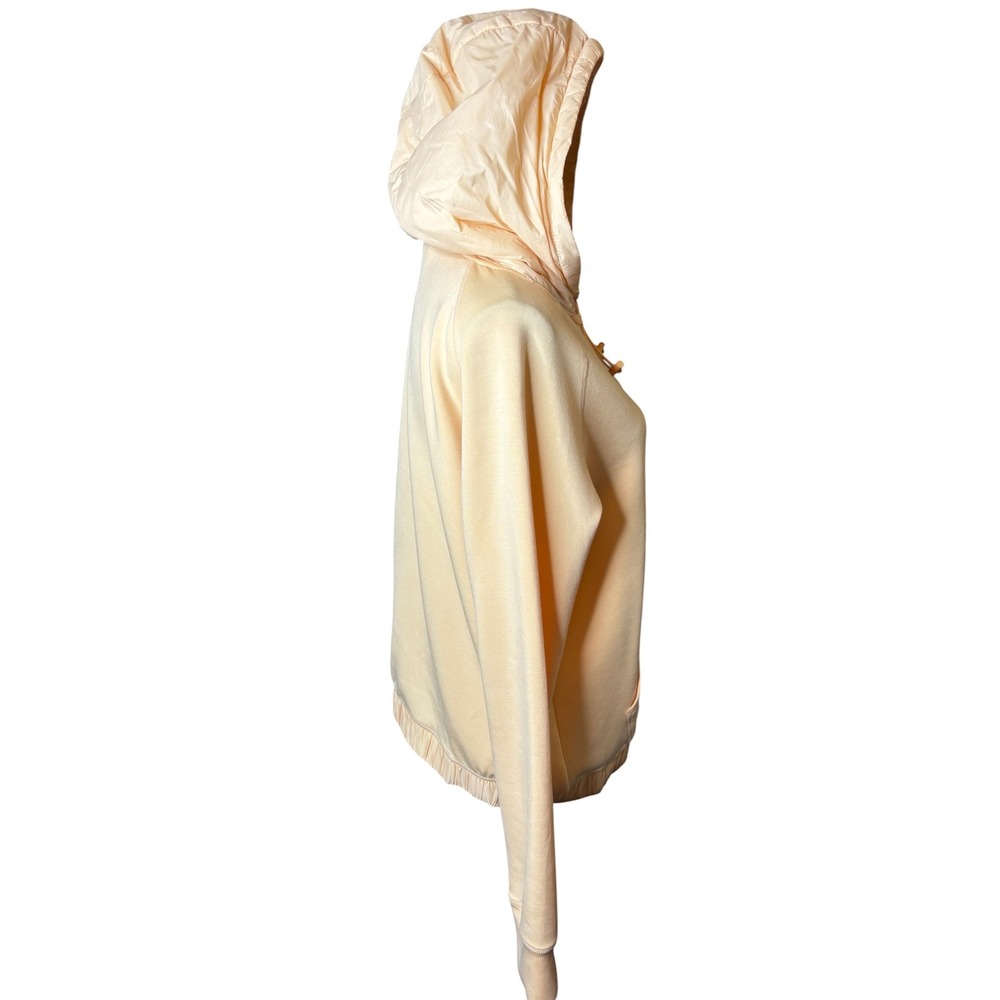Mono B Womens Peach Mixed Media Windbreaker Hooded Sweatshirt Medium Soft - Picture 3 of 8